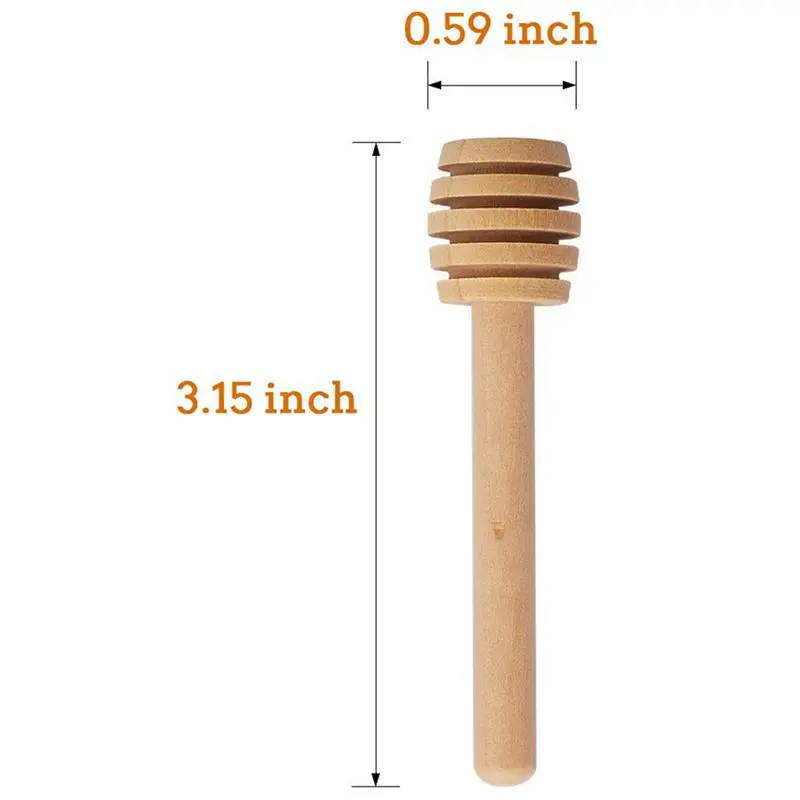 

100 Pack Of Mini 3 Inch Wood Honey Dipper Sticks, Individually Wrapped, Server For Honey Jar Dispense Drizzle Honey, Wedding Par