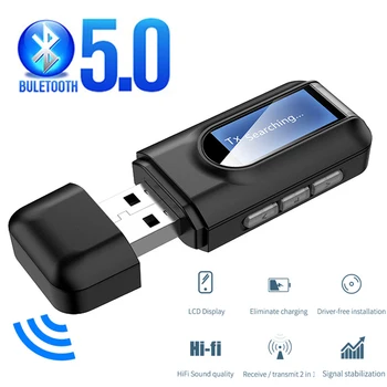 

Bluetooth 5.0 Receiver Transmitter LCD Display 3.5mm AUX Jack USB Wireless Audio Adapter for Car PC TV Speaker Headphones Music