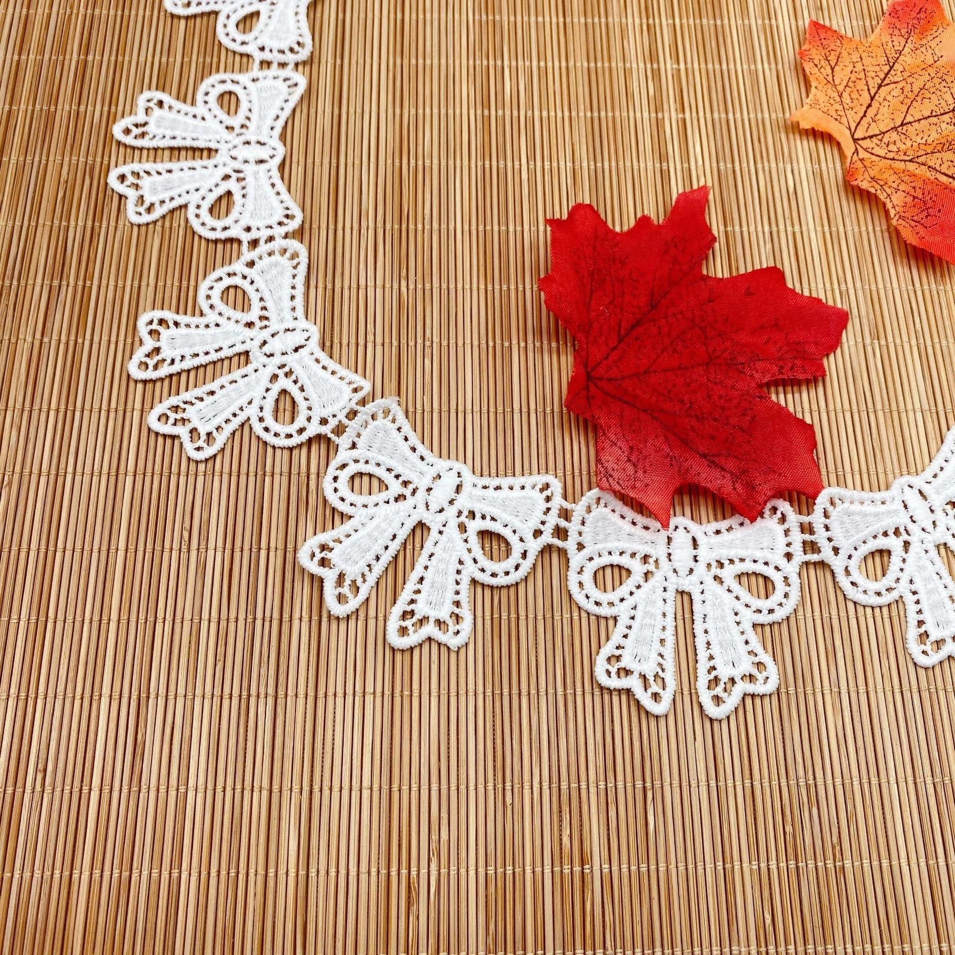 High Quality Lace Fabric Flower Guipure 4cm Embroidery Bow Ribbon Sewing Lace For Wedding Clothing Collar 1Yards