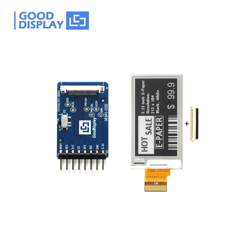 2.13 inch e-paper display partial refresh with demo board