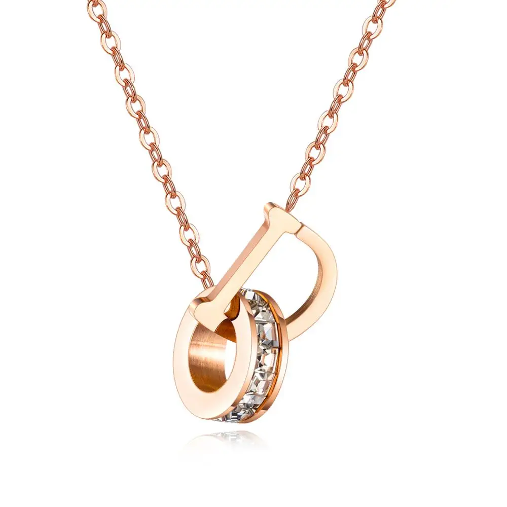 Trendy Round CZ Letter D Necklace for Women Charm Rose Gold Color Stainless Steel Collar Jewelry Drop Shipping | Украшения и