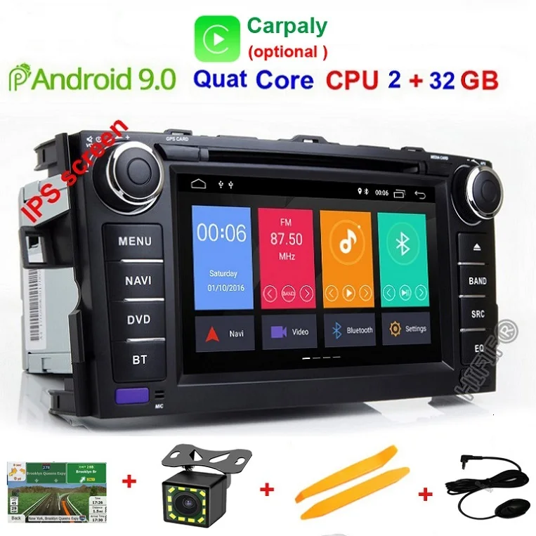 DSP ips Android 9,0 автомобильный dvd-плеер с двумя цифровыми входами для TOYOTA AURIS Altis COROLLA 2012 2013 gps радиоэкран стерео навигация Мультимедиа - Цвет: Quad Core 2G 32G