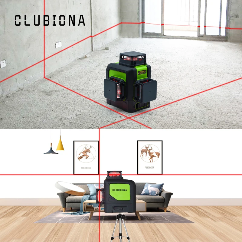 Самонивелирующийся лазерный 3D уровень CLUBIONA 12 линий пересечение горизонталей и