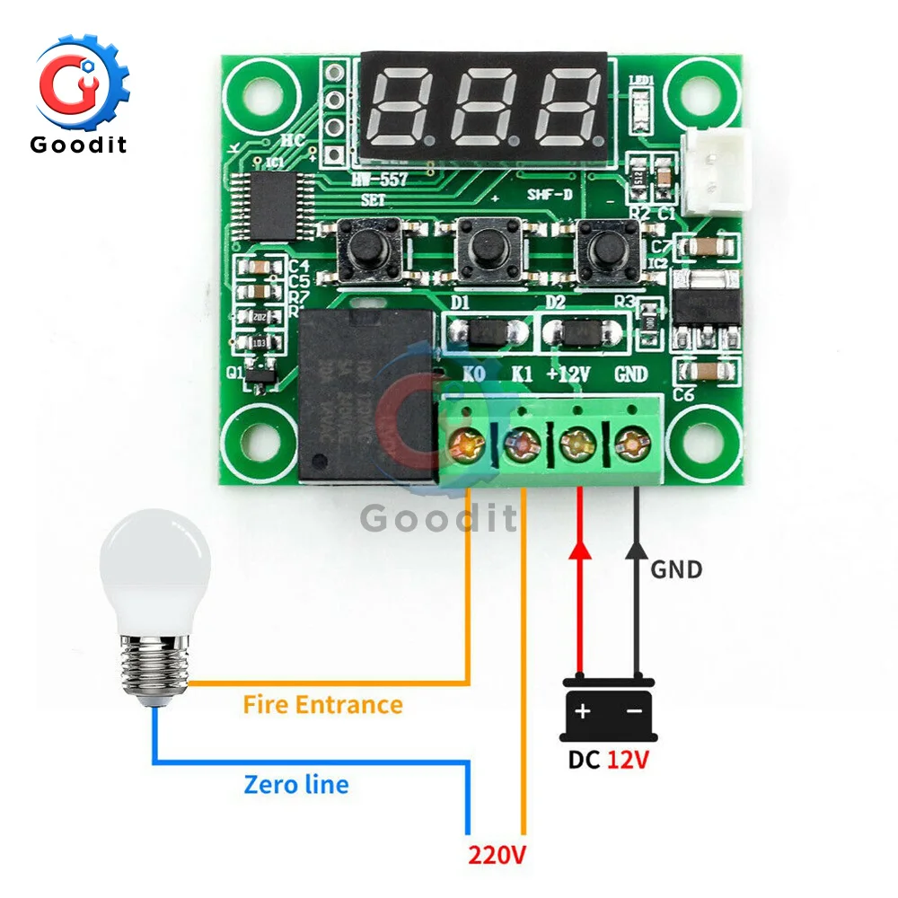 

Digital Thermostat Temperature Controller W1209 DC 12V Regulator Thermoregulator Incubator NTC Sensor Meter Case heat cool temp