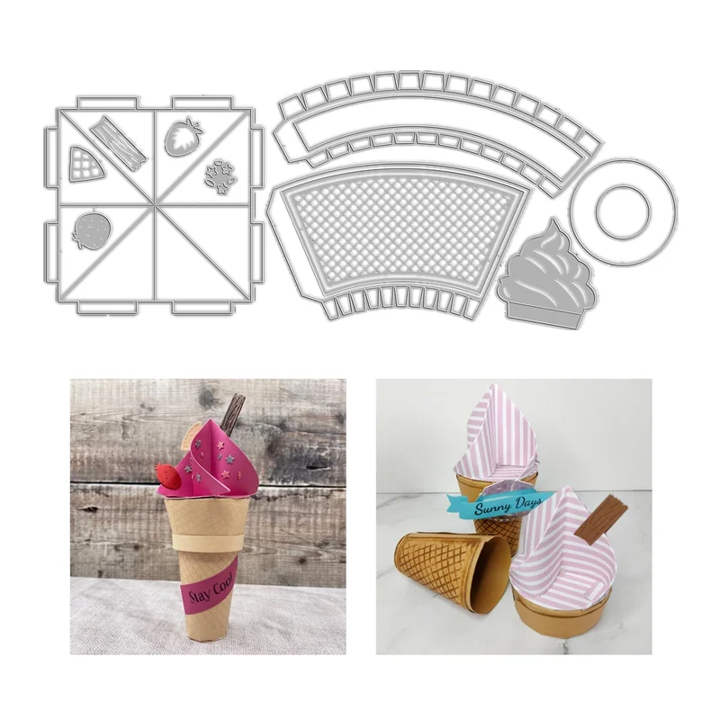 ChristmasIceCreamConeGiftBoxPocketMetalCuttingDiesSet