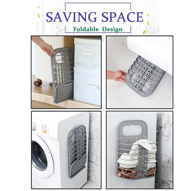 

Laundry Basket Collapsible Small Dirty Laundry Hamper Basket, Hanging Laundry Basket with Handle Plastic Collaspable Tall Laundr