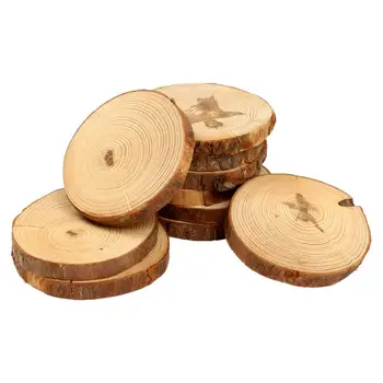 

10PCS Natural Tree Round Wood Log Slice For Wedding Centerpiece Bark Table Decor
