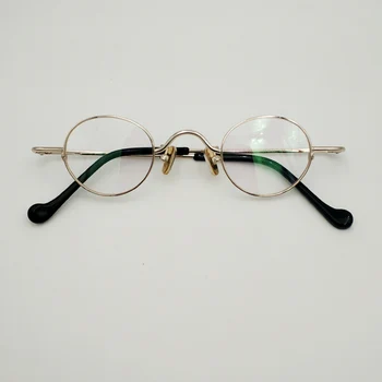 

Elliptical forming human glasses, very small lens size, pure titanium glasses, gold myopic optical prescription eyes glasses