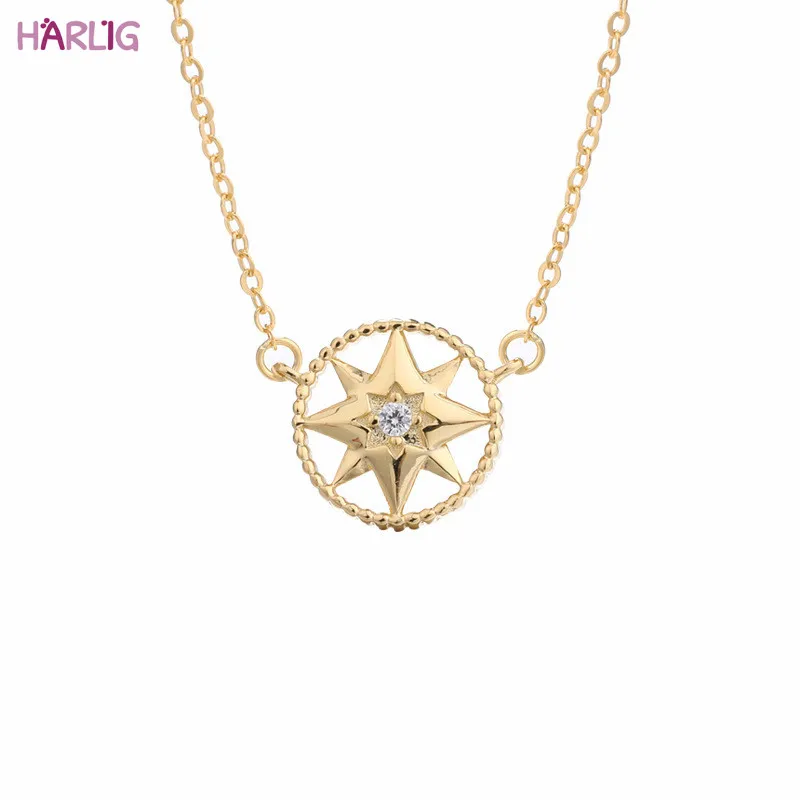 

Harlig sterling silver 925 gold color pendant necklace for women allergy free fashion jewelry trendy style