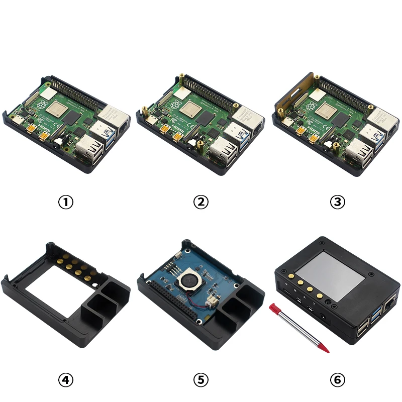 Display para Raspberry Sensível ao Toque Capa de Alumínio Cnc com Ventilador e Display Modelo Tela 320x240 Tft pi 4 2.4 6 modelo b com 320x240 tft + capa