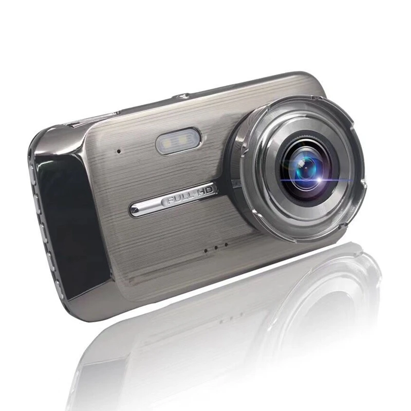 Автомобиль 4 дюймовый цинковый сплав Hd 1080P Камера Dvr Двойной объектив 170 ° Широкий формат петля Регистраторы
