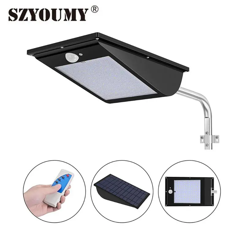 SZYOUMY Solar Light Outdoor 110 Led 1300lm Wireless Motion Sensor Solar Straat Licht Met Afstandsbediening Voor Tuin, Garage, tuin, Dek