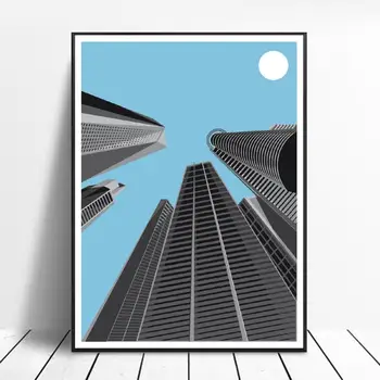 

Skyscrapers Canvas Wall Art Print Poster For Living Room Decoration No Frame