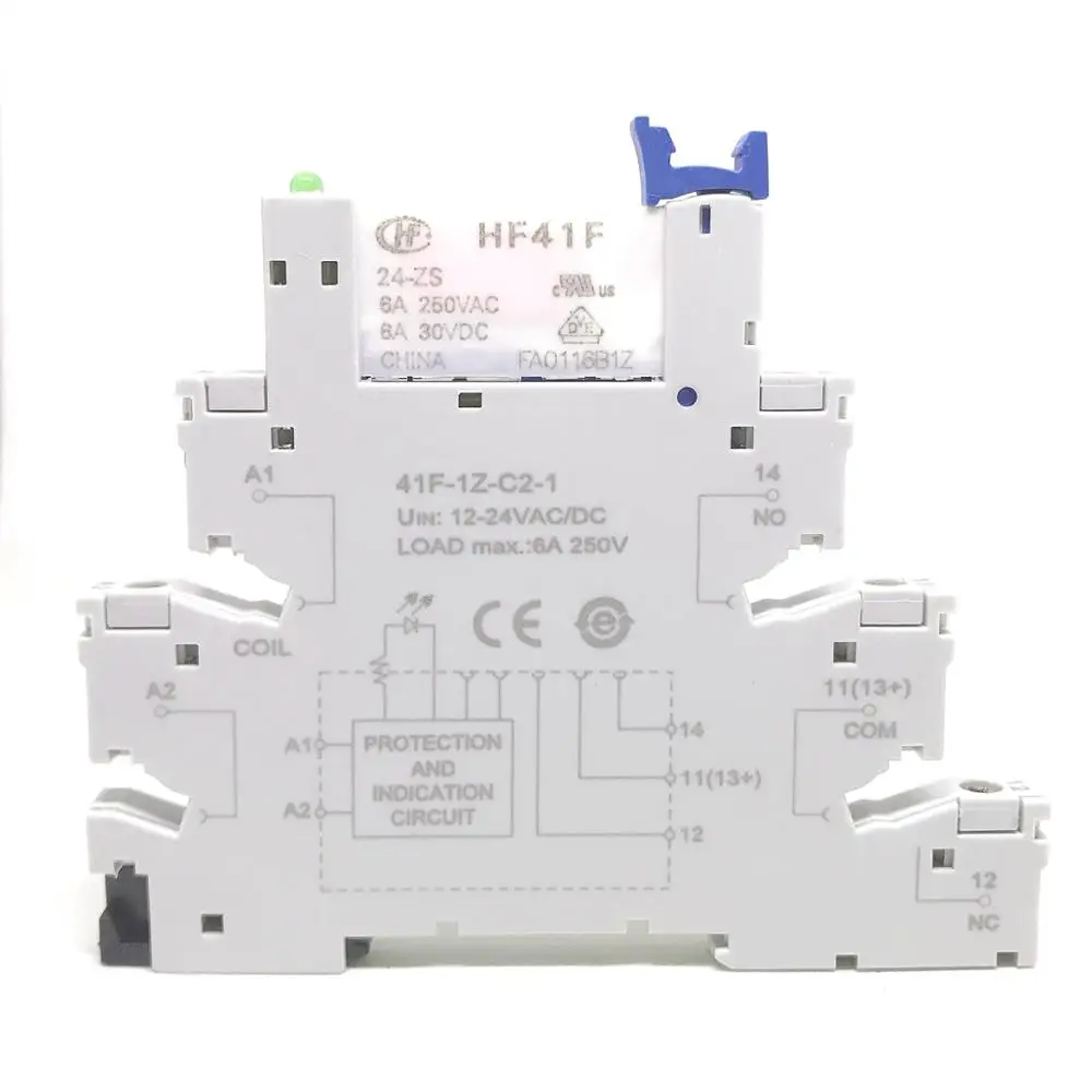 Реле 41F 1Z C2 1 HF41F 24 ZS 12 5 в В 230 6A 1CO Slim/SSR крепление на винтовой розетке светодиодный