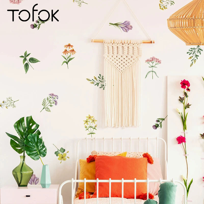 Tofok DIY элегантный букет цветов растений настенные стикеры украшения в