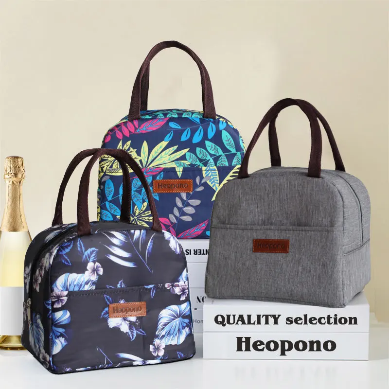 Fiambrera con estampado Floral multiusos para hombre y mujer, bolso de mano Bento, bolsa térmica portátil, para Picnic