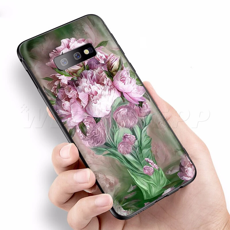 Webbedepp розовый цветок пион ваза чехол для Samsung Galaxy S7 S8 S9 S10 Plus Edge Note 10 8 9 A10 A20 A30 A40 A50 A60
