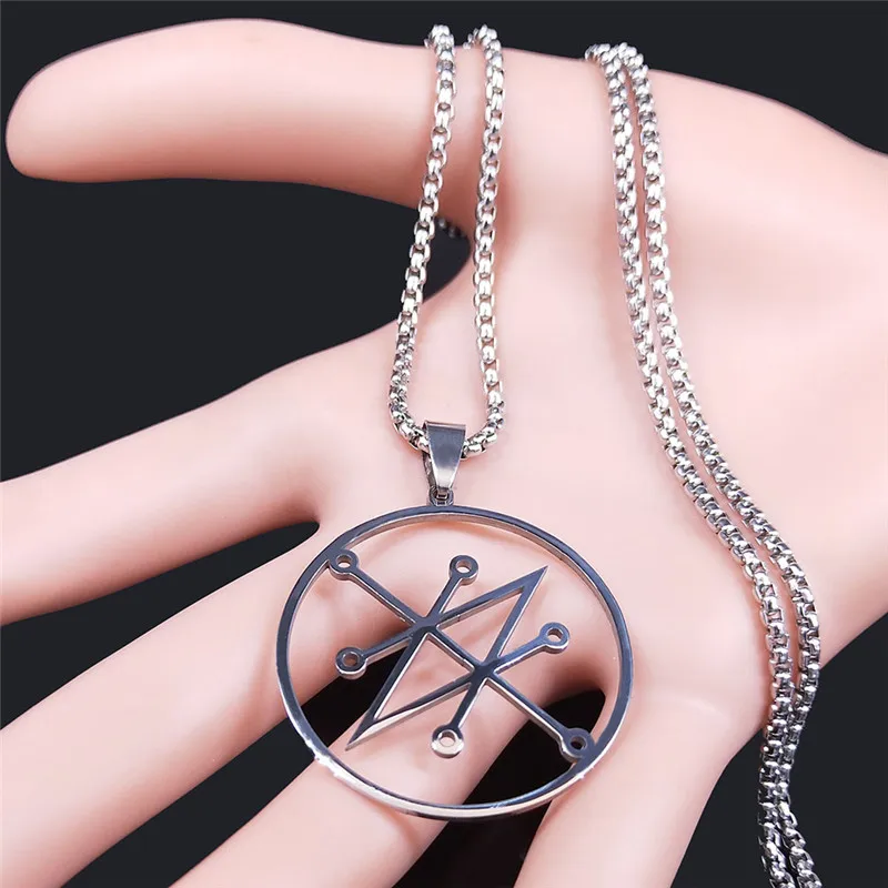 Azazel Sigil Pendant Necklace Silver Color Stainless Steel