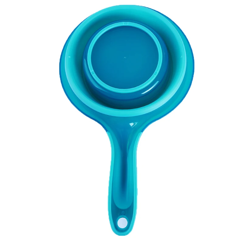 Новая складная силиконовая миска для домашних животных, многофункциональная Складная мерная ложка, может зажимать мешки для еды, миска для воды, мерный стакан - Цвет: blue