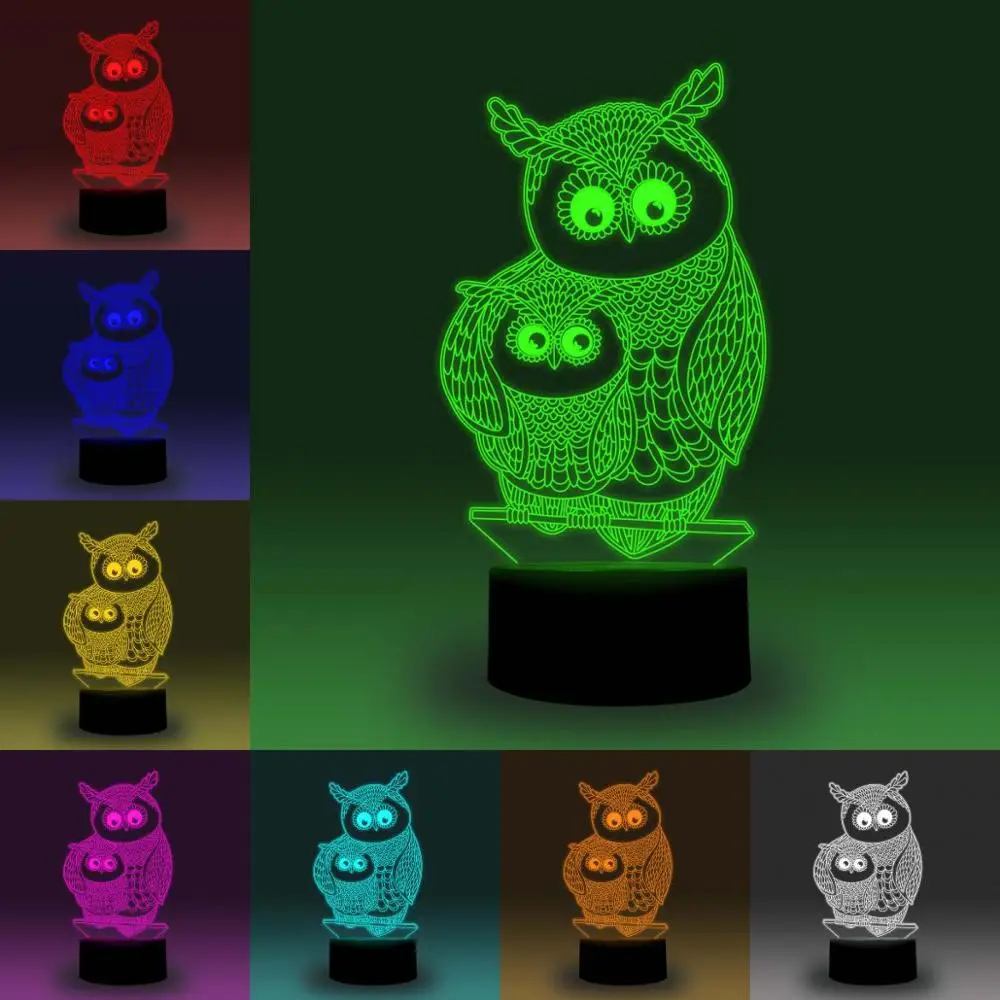

NiteApps 3D Mummy and Baby Owl LED Night Light Desk Table Illusion Lamp Holiday Birthday Gift APP/Touch Control