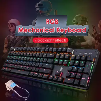 

Wired Mechanical RGB Backlit Gaming Keyboard 104 Keys Waterproof USB Blue Switch Keyboard Multifunctional For Computer Games
