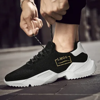 

M- Large size men's shoes lightweight breathable mesh surface thick bottom flying woven casual students daily outdoor men's shoe