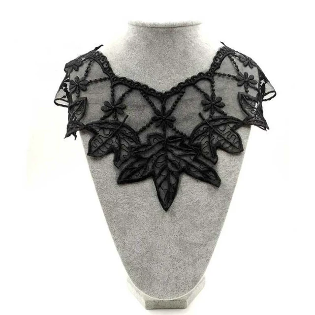 Fashion style Embroidery Black Applique Lace Collar Sewing Lace Fabric DIY  Neckline Dresses Accessories Supplies A pair of sale - AliExpress