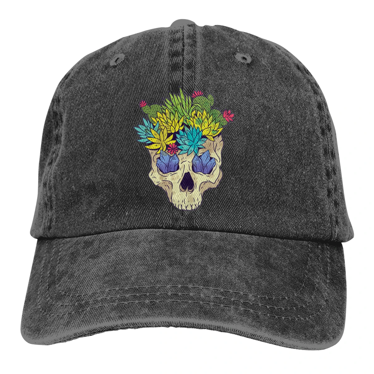 Цветочный Череп Casquette глубокий в мелкую полоску в стиле унисекс для мужчин и женщин из джинсовой ткани Strapback Бейсбол Кепки регулируемые клюшки для гольфа шляпа для папы