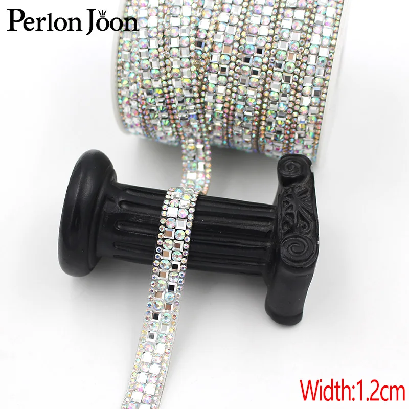 1yard hot fix AB farbe strass weiß glas band kristall strass trim band Party hochzeit dekorative zubehör TR131 – Detail 15