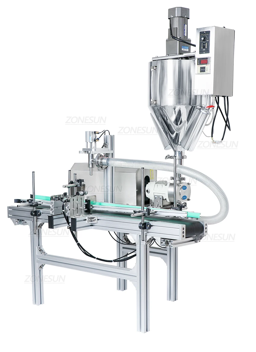 ZONESUN ZS-DTGT900M Automatic Butter Chocolate Rotor Pump Filling Machine With Mixer Heater