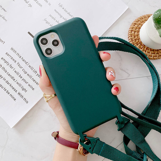 Color Crossbody Cord Strap Phone Case for iPhone 12 11 Pro Max XR XS Max X 7 8 Plus Lanyard Necklace Rope Skin Feel Cases