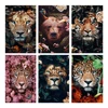 LZAIQIZG Full Square Diamond Embroidery DIY Diamond Painting Cross Stitch Drill Tiger Lion Face& Flowers Picture of Rhinestones ► Photo 1/6