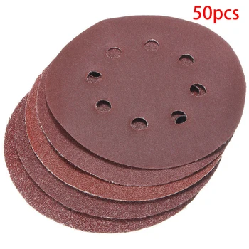 

50pcs Multi Function Hook Loop 8 Hole Grinding Cleaning Abrasive Tools Polishing 40 60 80 120 240 Grit 125mm Sanding Disc Set
