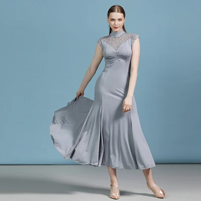 Для взрослых женщин современный танец кружева Slim Fit платье бальные национальный стандарт вальс Джаз танцы Конкурс 3 цвета тренировочный костюм - Цвет: Only Dress as Photo