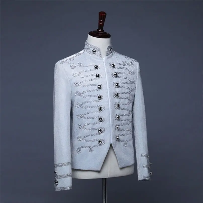 New Men Jacket European Style Zipper Vintage Court Costumes Military Uniforms Formal Stage Performances Men Coat 4S24 (12)