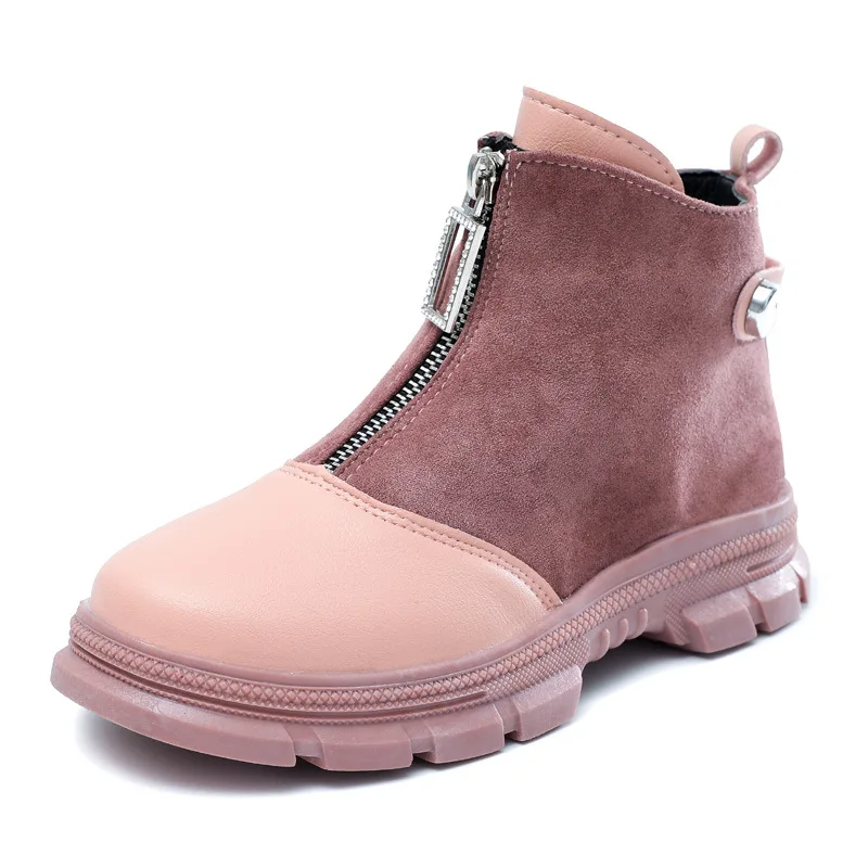 Winter Girls Boots Princess Fashion Ankle Boots Little Kids Shoes PU Leather Waterproof Martin Boot Cotton Warm Children Boots