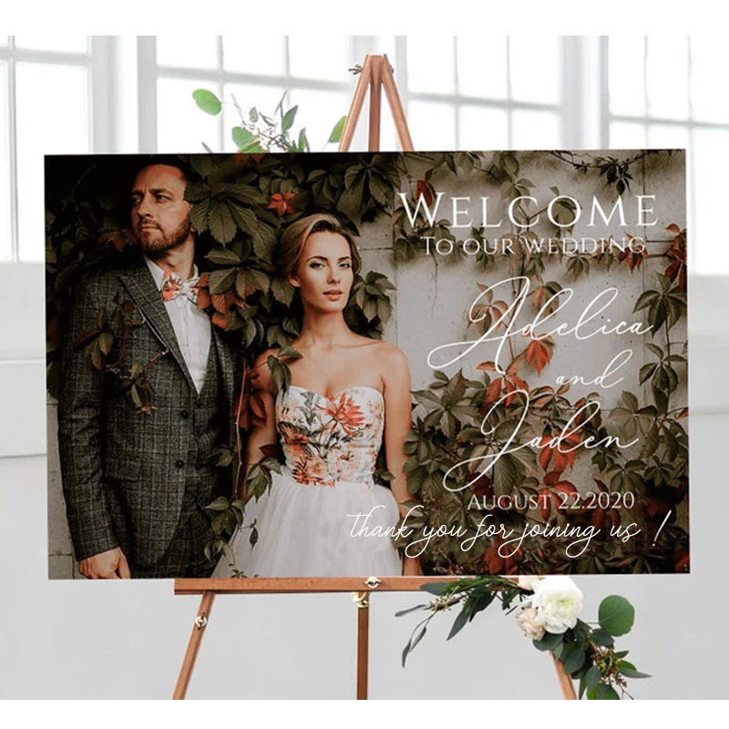 Signo-de-bienvenida-boda-foto-signo-personalizado-Bienvenido-a-nuestra-boda-foto-signo-lienzo-bienvenida-Junta