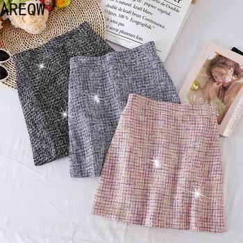 

1725 Fashion Temperament Tweed A- Line Skirt Autumn New High Waist Slim Hip All-match Graceful Skirt