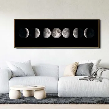 

Moon Phase Canvas Painting Minimalist Black and White Luna Wall Art Poster Print Big Size Abstract Pictures Nordic Home Decor