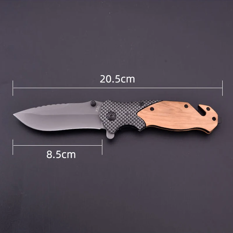 8.2'' Tactical folding knife carbon fiber+rosewood Folding knife Tactical hunting knife camping survival hunting Knives+ Box