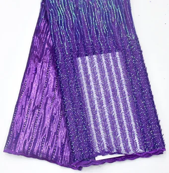 

Glitter Purple Wedding Dress Lace 2020 Unique Sequins Styles Tulle Women Dresses Lace Fabric For Your Asoebi