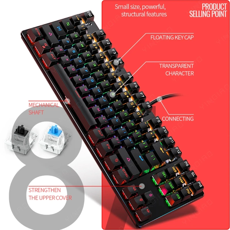K400 игровая настоящая механическая клавиатура USB Проводная 87 клавиш с RGB