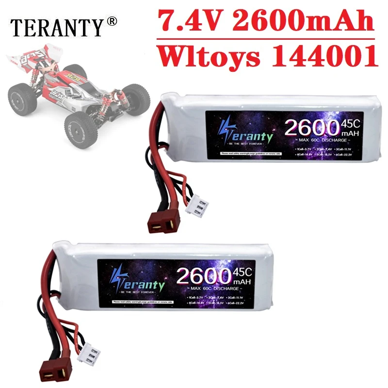 Оригинальный литий-полимерный аккумулятор Wltoys 144001 2s 7 4 В 2600 мАч T-образный разъем