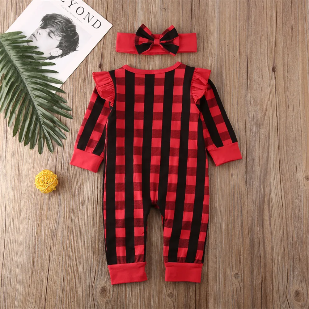 Emmababy «My First Christmas»; комбинезон в клетку с принтом оленя для маленьких девочек; комбинезон; одежда