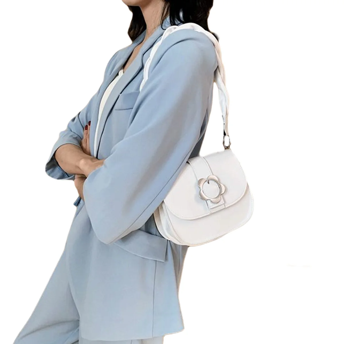 

2020 Women Fashionable PU Leather Shoulder Bag Ladies Stylish Light Weighted Solid Color Handbag for Shopping Daily Wear