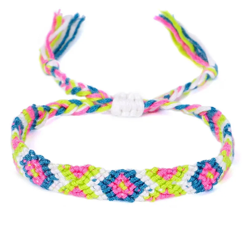 Посеребренный Boho сглаза X Крест четыре призматические тканый браслет дружбы для женщин и мужчин богемная Мода Вышивка шнур ручной узел ювелирные изделия подарок - Окраска металла: Посеребренный