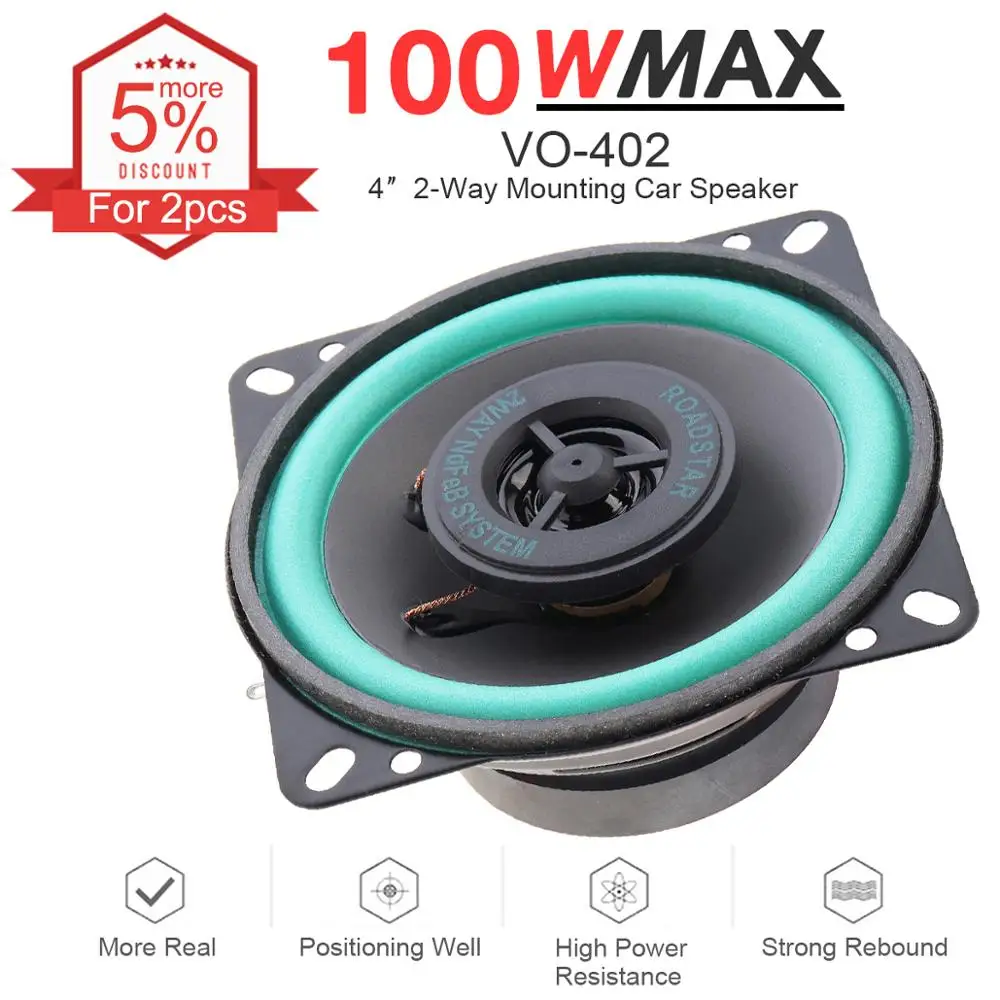 1pcs 4 Inch 100W Car HiFi Coaxial Speaker Vehicle Door Auto Audio Music