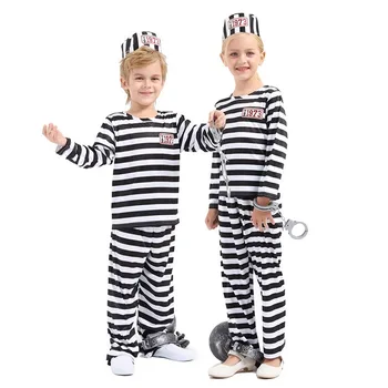 

Kid's Prisoner Cosplay Costume for Carnival Theme Party Unisex Stripped Prinsoner Outfit for Make Up Party Stage Performance