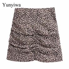 Новинка, Женская винтажная плиссированная мини-юбка с леопардовым принтом, faldas mujer, женские шикарные повседневные узкие юбки с боковой молнией