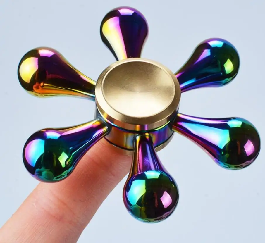 

Fidget Hand Spinner Water-drop Pure Copper Six Arms Fingertip Gyro Removable Relieve Autism Stress Toys for Children